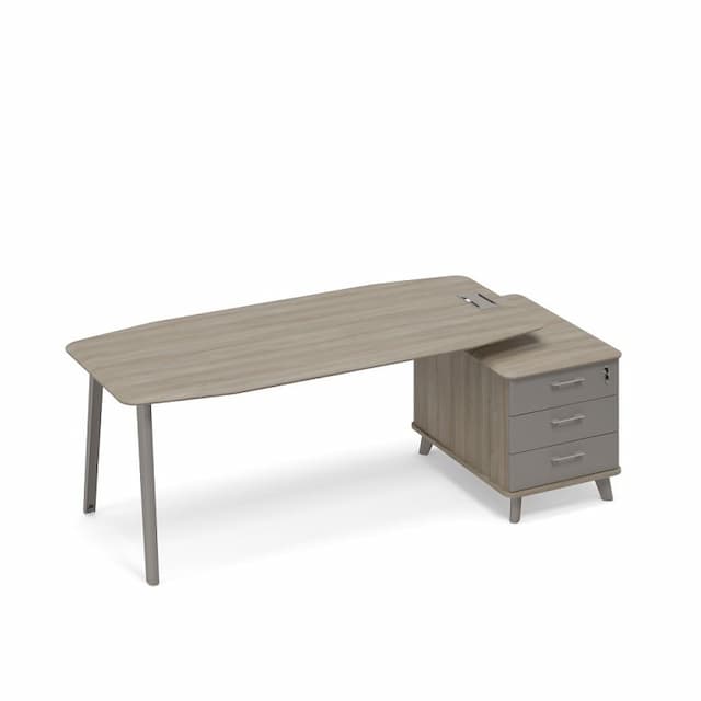 Стол руководителя на тумбе малой (тип 2) Юнитекс ТМ М1 114 ВЛ ВЛ МП вяз либерти (корпус, столешница, топ) / мокко премиум (фасад)