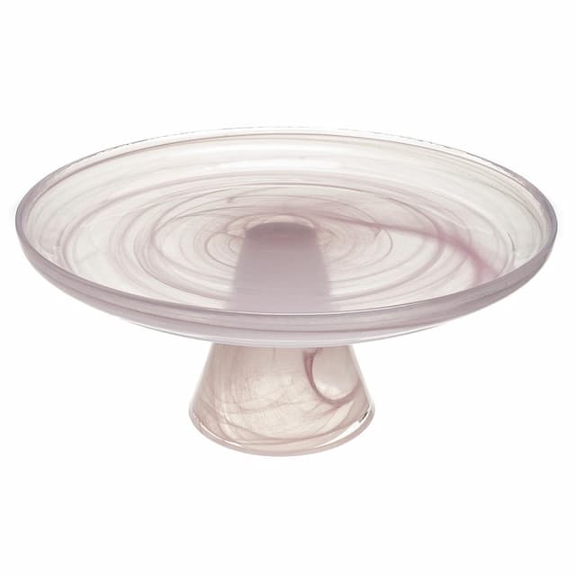 Блюдо для торта на ножке ARDACAM Leona ARD 1474F(2472).3 d 21 см h 9,5 см (стекло, цвет / декор бело-розовый)