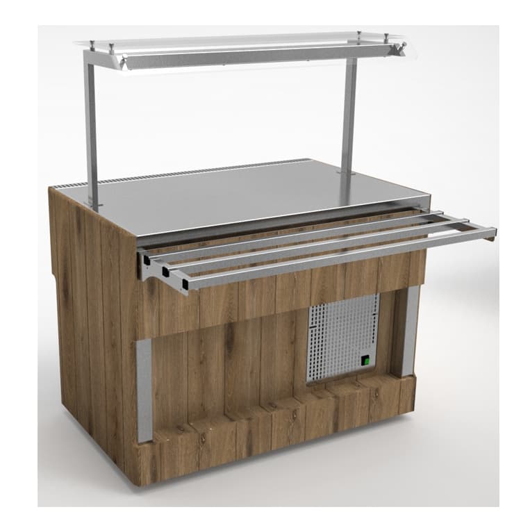 Прилавок нейтральный с полкой длиной 1505 мм пристенного шведского стола Челябторгтехника RN43AP